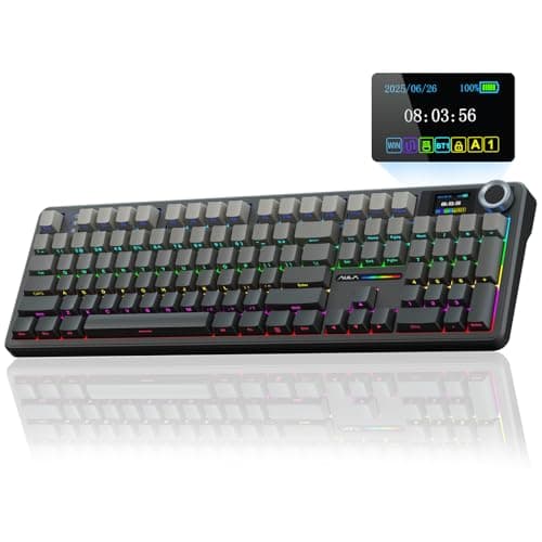 AULA F108 PRO - Wireless Mechanical Keyboard with Screen & Knob,Full Size Keyboard with 8000mAh Battery,Pre-lubed Switches,Side Printed PBT Keycaps,RGB Backlit Hot Swappable Custom Gaming Keyboards - Image 1
