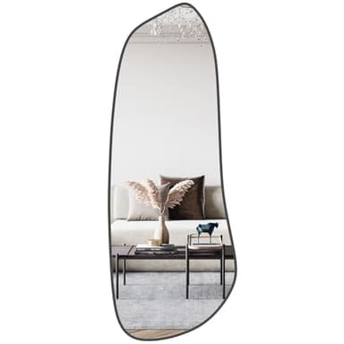 WallBeyond Irregular Wall Mirror, Asymmetrical Mirror Wall Mounted with Black Framed for Living Room, Bathroom, Bedroom, Entryway Wall Decor, 46"×18", Black - Image 1