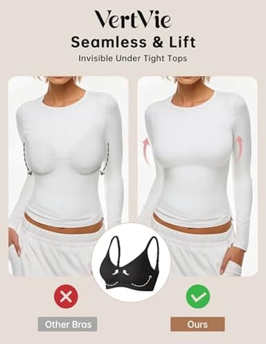 Vertvie Womens Seamless Bra No Underwire Comfort Push Up Bras Buttery Soft Wireless Bralette Full Coverage Sport Everyday Bra(Black,X-Large) - Image 4