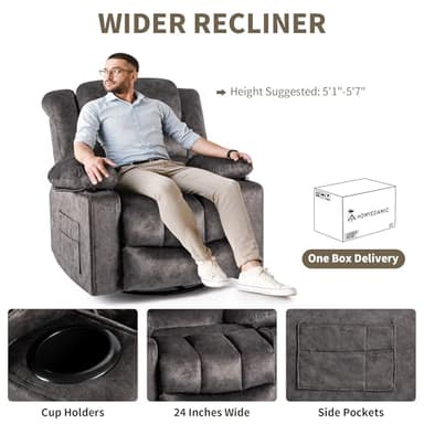 HOMYEDAMIC Recliner Chair Rocker Modern Ergonomic Lounge 360 Degree Swivel Single Sofa Seat Living Room Lounge Recliners on Clearance Foam Filling - Image 5