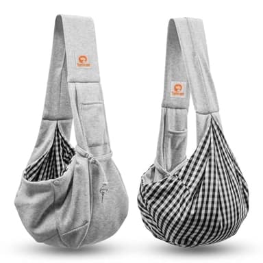 Tomkas Small Dog Sling Carrier - Classic Pocket & Classic Strap - for 3-10 lbs Pets(Grey) - Image 8