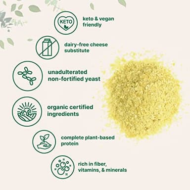 Organic Non-Fortified Nutritional Yeast Flakes, 2 Pounds (32oz) | Rich in Vegan Protein, B Vitamins & Beta-glucans | Keto Friendly, Dairy Free Cheese Substitute, Non-GMO, Gluten Free - Image 4