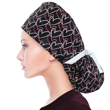 ABAMERICA Ponytail Scrub Caps for Women Surgical Caps Nurse Hat with Functional Ponytail Holder for Long Hair, Single or Satin-Lined - Image 2