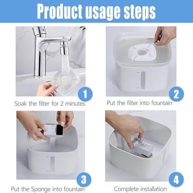 24 Pcs Cat Fountain Replacement Filters 12 Pack Cat Water Fountain Replacement Filters with 12 Pack Pre-Filter Sponges, Pet Fountain Filter Fit for 95oz/2.8L Automatic Pet Fountain Cat Water Fountain - Image 8
