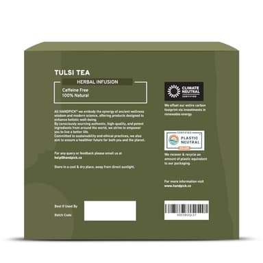 HANDPICK Original Tulsi Tea (100 count) Holy Basil Calming and Stress Relief Tea, Immune Support | Non-GMO, Caffeine-Free Herbal Tea | Ecofriendly Round Tea Bags - Image 9