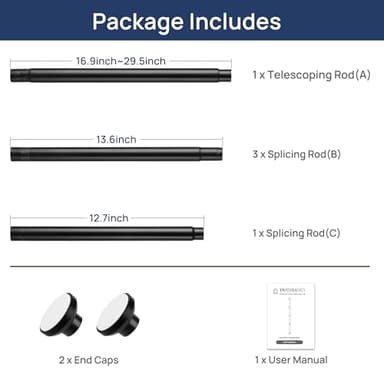 ENJOYBASICS Matte Black Shower Curtain Rod 30 to 76 Inches, 1 Inch Stainless Steel Adjustable Spring Tension Rods No Drill for Bathroom, Closet, Window, Room Divider, Never Rust, Non Slip - Image 9