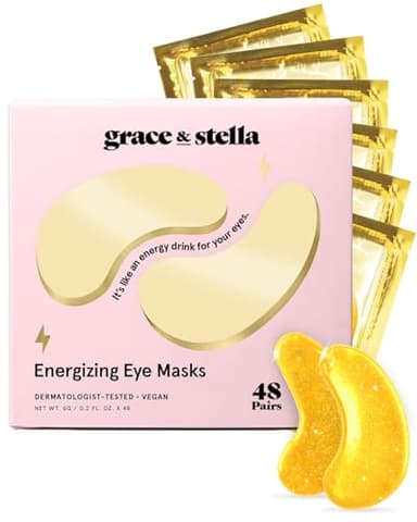 grace & stella Award Winning Under Eye Mask - Travel Essentials - Birthday Gifts for Women - Gel Eye Patches for Dark Circles, Puffy Eyes, Wrinkles, Undereye Bags - Vegan Self Care (48 Pairs, Gold) - Image 1