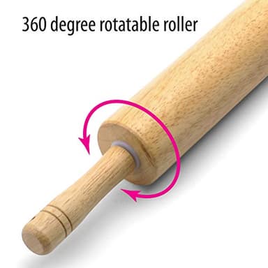 FARBERWARE Classic Wood Rolling Pin, 18-Inch Hardwood Dough Roller for Baking Pizza, Pies, Pastry and Cookies, Ergonomic Handles, Kitchen Essential - Image 3