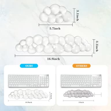 Gel Cloud Keyboard and Mouse Wrist Rest, Cute Wrist Support and Arm Support Keyboard Rest for Keyboard and Mouse Typing Pain Relief,Suitable for Office/Computer/Laptop/Gaming(White) - Image 5