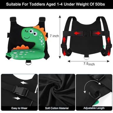 Accmor Toddler Harness Leash + Anti Lost Wrist Link, Cute Dinosaur Kids Leash Walking Harness, Baby Leashes for Toddlers, Child Harness Leash Wristband Assistant Strap Belt for Boys Girls Outdoor - Image 2