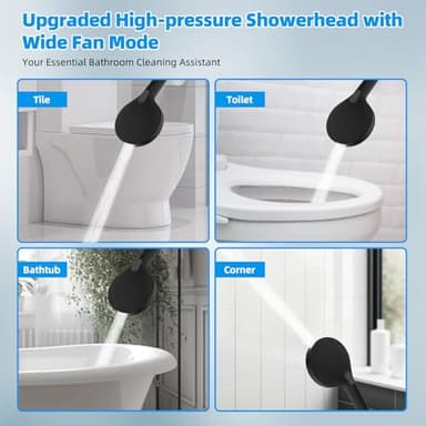 Hibbent All Metal High Pressure Rainfall 10 Inch Shower Head/Handheld Showerhead Combo/ 12 Inch Adjustable Curved Shower Extension Arm, 10-Spray, 71-inch Hose, Adhesive Showerhead Holder, Matte Black - Image 9