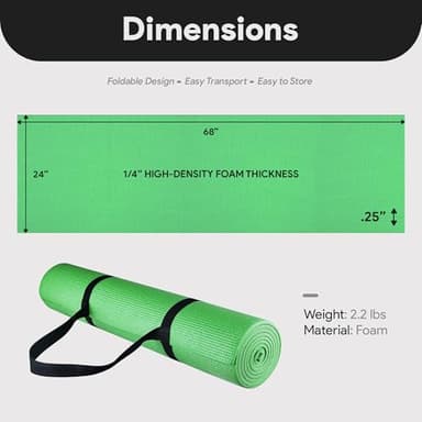 Fitvids 1/4-Inch High Density Thick Non Slip Yoga Mat with Knee Pad and Carrying Strap for Workout, Pilates, Gym Home Exercise, Green - Image 5