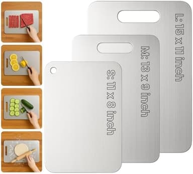 Titanium Cutting Board Set of 3, 2025 New Upgrade 100% Pure Titanium Cutting Boards for Kitchen, Hygiene & Durability Non Stick Chopping Board, 3Pcs Double Sided Cutting Boards (S+M+L - Image 2