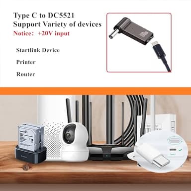 JASHALO Female USB C to DC 5.5mm x 2.1mm Male Converter for Laptop, 20V USB Type C Input to DC5521 Power Converter up to 100W, Work with PD Charger/PD Power Bank and c to c Cable 90 Degree - Image 3