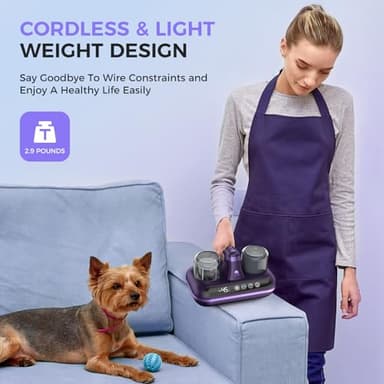 Amzany Mattress Vacuum Cleaner - 5-in-1 Cordless Bed Vacuum Cleaner, Powered by UV-C Light & Ultrasonic Technology, 16Kpa Strong Suction,Low Noise,Suitable for Dust, Pet Hair, Etc - Purple - Image 7