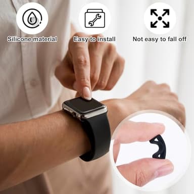 Gosknor 6pcs Watch Band Keepers, 14/16/18mm Silicone Watch Strap Retainer Holder Loop Replacement Parts Watchband Fastener for Smart Sport Watchers Clasp Ring Accessories (Black) - Image 7
