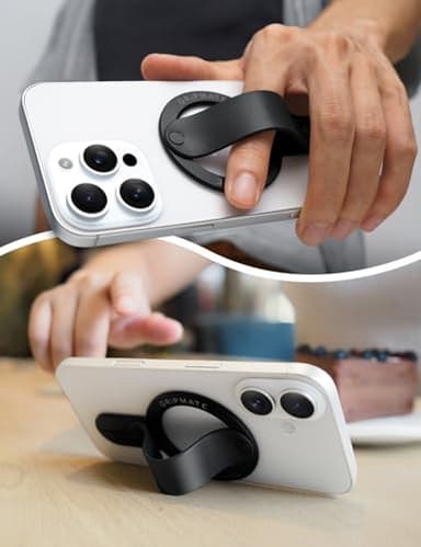 GripMate for MagSafe Phone Grip for iPhone - Magnetic Phone Ring Holder Detachable for iPhone 17 - Comfortable Finger Phone Ring Grip for Apple 16/15/14/13/12,Black - Image 5