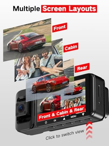 LECTRUS 3 Channel 4k Dash Cam Front and Rear and Inside, Car Mount Dash Camera with WiFi, 64GB Card, Night Vision, App Control, Loop Recording, G-Sensor, 24h Parking Mode, 3" IPS Screen - Image 7