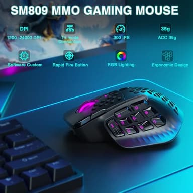 SOLAKAKA SM809 Gaming Mouse for MMO,24000 DPI,16 Programmable,RGB PC Gaming Mice - Image 2