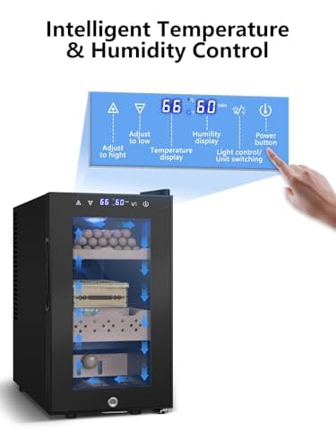 RLPI Electric Cooler Cabinet, Desktop Refrigerator with Professional Temperature and Humidity Digit Control System 25L 200 Counts Spanish Wood Shelves for Home Office Gift - Image 2