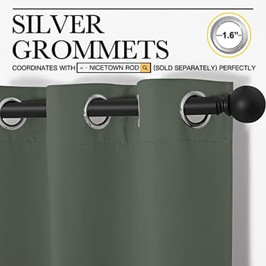 NICETOWN Blackout Curtain Panels, Home Decoration Thermal Insulated Solid Grommet Blackout Drape for Dining Room (Dark Mallard, 1 Pair, 42 by 50-Inch) - Image 4
