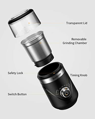 SHARDOR Upgraded Adjustable Coffee Grinder Electric, Herb/Spice, Espresso with 1 Removable Stainless Steel Bowl, Black - Image 9