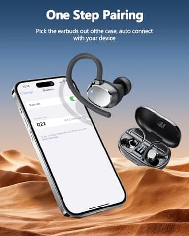 Wireless Earbuds, 128Hrs Bluetooth 5.3 Headphones Sport, Bluetooth Earbuds with ENC Noise Canceling Mic, Bass Stereo Wireless Earphones, IP7 Waterproof Over Ear Buds with Earhooks for Fitness/Running - Image 6