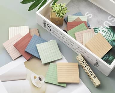 (16 Pack) Lined Sticky Notes 3x3 in Ruled Stickies Super Sticking Power Memo Pads Vintage Colors - Image 5