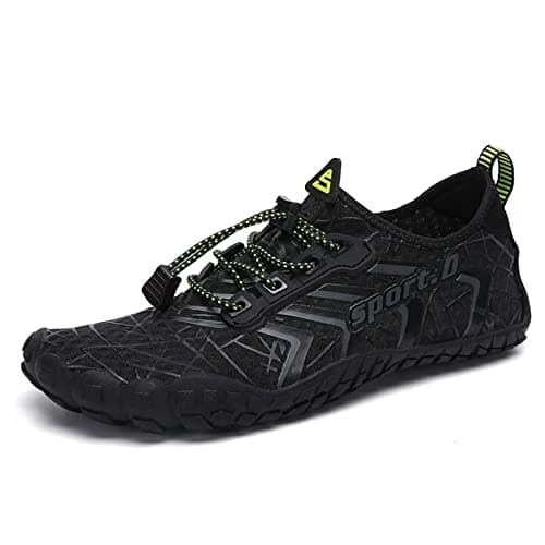 UBFEN Water Shoes Aqua Swim Shoes Mens Womens Beach Sports Quick Dry Barefoot for Boating Fishing Diving Surfing Black Color Size US 11 Women 9.5 Men - Image 1