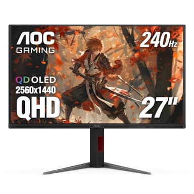 AOC Q27G4ZD 27" QD OLED Gaming Monitor, QHD 2560 x 1440, 240Hz 0.03ms, HDMI 2.0 x2, Display Port x2, G-Sync Compatible, Console Gaming Ready, 3-Year Zero-Bright-Dot - Image 1