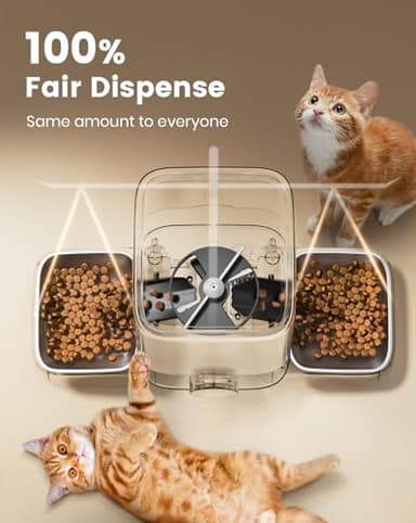 oneisall Automatic Cat Feeders 2 Cat, 20 Cups/5L Cats Auto Feeder, Automatic Cats Food Dispenser for Small Pets Indoor, Timed Pet Feeder for Dry Food - Image 5