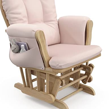 Storkcraft Premium Hoop Glider & Ottoman (Natural/Pink) — GREENGUARD Gold Certified Nursery Glider, Solid Wood Craftsmanship, Smooth-Gliding Nursery Chair and Ottoman, Award-Winning - Image 13