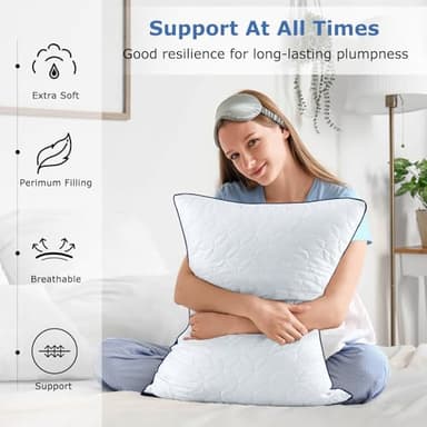 Slybear Pillows Standard Size Set of 2, Cooling Bed Pillow Hotel Quality Pillows 2 Pack for Back, Stomach or Side Sleeper, Fluffy Pillow with Down Alternative for Bed Sleeping, Machine Washable - Image 4