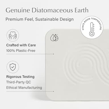 Dorai Home Bath Stone Mat 23.6"x15.4" – Quick-Dry, Non-Slip Diatomite Stone Bath Mat for Bathroom, Zen Sandstone - Image 5