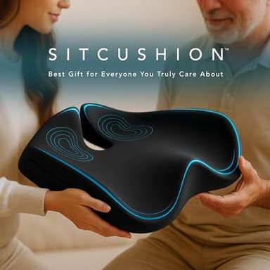 SitCushion Car Seat Cushion for Driving — Orthopedic Memory Foam Car Seat Pad for Sciatica, Tailbone, and Back Pain Relief for Long Drives. Bonus: with Extra Non-Slip/Washable Cover(Black) - Image 6