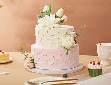 Kootek Cake Boards Drums 12 Inch Round, 1/2" Thick Professional Fully Wrapped Edges Decorating Supplies, White 6-Pack Sturdy Corrugated Cardboard Base, Base para Pastel - Image 5