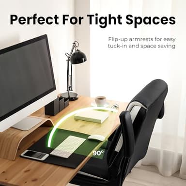 NEO CHAIR Office Desk Computer Chair Ergonomic Executive Mid-Back Leather Gaming Chair with Adjustable Flip-Up Armrests Wheels Swivel for Home Study Task (Black) - Image 7