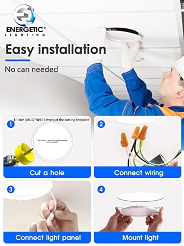 2 Pack 6 Inch Ultra-Thin LED Recessed Ceiling Light with Junction Box, 5000K Daylight, 12W 110W Eqv, Dimmable Canless LED Recessed Light, 1050LM High Brightness Wafer Downlight- ETL&FCC Certified - Image 6