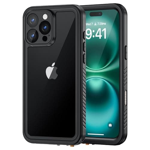 Lanhiem for iPhone 16 Pro Waterproof Case, Dustproof Case Built-in Screen Protector, Camera Protection, Full Body Heavy Duty Rugged Phone Cover for 16 Pro - 6.3 inch (Black/Clear) - Image 1