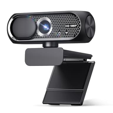 Shcngqio 1080P HD Webcam with Microphone, Noise Cancellation, Privacy Cover, Wide-Angle Lens, Auto Light Correction, Plug & Play USB Webcam for Laptop, Desktop, PC, Mac, Zoom, Skype, Streaming (Black) - Image 1
