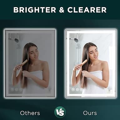 Memobarco 24"x 32" LED Bathroom Mirror with Stepless Dimmable Wall Mirrors with Anti-Fog, Dimmable CRI>90, Vanity Mirror with 3 Color Modes, Shatter-Proof, Memory Bathroom Mirror with LED Lights - Image 2
