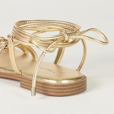 The Drop Women's Haven Lace Up Gladiator Sandal, Gold, 7 - Image 3