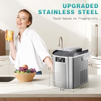 TOTTE Nugget Ice Maker Countertop,38lbs/24H Self-Cleaning with Soft Chewable Pellet Ice, Stainless Steel Machine with Basket and Scoop, Portable Crushed Sonic Ice Makers for Home,Kitchen,Office - Image 9