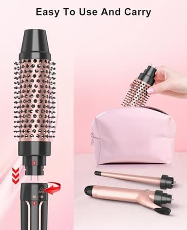 Nimmu Curling Iron Set with Thermal Brush Ceramic Curling Wand (0.35"-1"), 1 1/2 Inch Pro Heated Round Brush Create Blowout Look & Natural Curls, 30S Fast Heat Up, Detachable Dual Voltage Hair Curler - Image 7