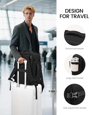 LOVEVOOK Travel Backpack for Women Men with Garment Bag, 40L Carry on Backpack as TSA Personal Item Flight Approved, Luggage Daypack Fits 17.3" Laptop, Overnight Business Weekender Travel Essential - Image 5