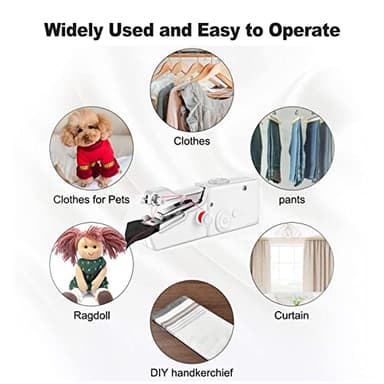 Handheld Sewing Machine, Quick Sewing Portable Mini Sewing Machine Suitable for Home, White - Image 2