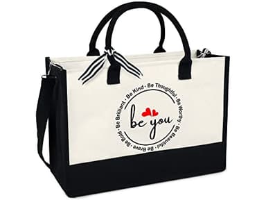 OASSIE Gifts for Women - Be You 13 oz Canvas Tote Bag with Zipper - Mothers Day Teachers Day Birthday Thank You Inspirational Gifts for Women Mom Her Teachers Girlfriend Wife - Image 1