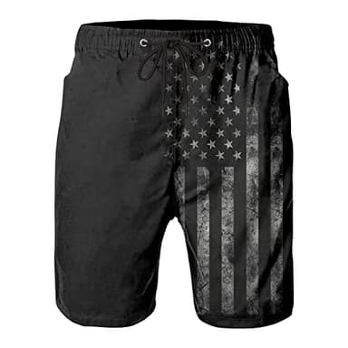 Mens Swim Trunks for Men, Hawaii Quick Dry Beach Shorts Swimming Trunks, Vintage Black American Flag Board Shorts Men's Swimwear Bathing Suit with Mesh Lining, Medium - Image 1