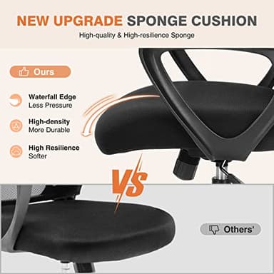 Sweetcrispy Home Office Computer Desk Chair, Managerial Executive Ergonomic Mid-Back Mesh Rolling Swivel Chair with Wheels, Comfortable Lumbar Support, Comfy Arms for Bedroom, Study, Student, Black - Image 4