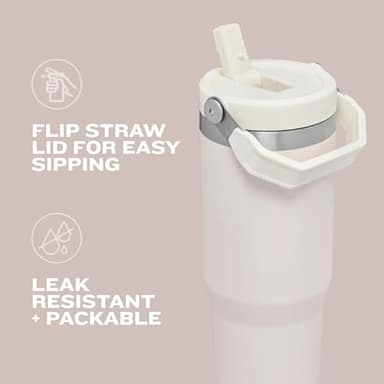 Stanley IceFlow Stainless Steel Tumbler with Straw - Vacuum Insulated Water Bottle for Home, Office or Car Reusable Cup with Straw Leak Resistant Flip Cold for 12 Hrs or Iced for 2 Days (Rose Quartz) - Image 6